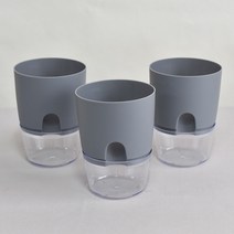 원형 저면관수화분 그레이 2호 자동급수화분 베란다텃밭 가드닝 슬릿 플라스틱