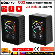 실내 공기질 측정기 농도 휴대용 산소 습도 공기 이산화탄소 미세먼지 co2 meter medidor co2 detector air quality detector 감지기 241, 협력사, 2pcs 블랙