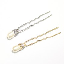 올림머리 헤어 심플 큐빅 장식 메탈 유핀 비녀