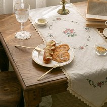 레트로 마리앙 자수 테이블 러너, 없음, 2인