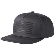 남성 및 여성용 야구 모자 스냅백 모자 미국 국기 패치와 조절 가능한 헤드 스트랩 밴드 플랫 빌 블랙/화이트. 118772, Dark Gray