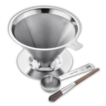 쏘울핸드 커피 스텐 드리퍼 핸드 드립 커피 세트 드립퍼 솔 드롭 거름망 여과기 휴대용, 쏘울핸드 스텐드리퍼1개+계량스푼1개+청소솔1개