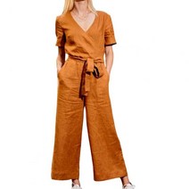 점프수트 점프슈트 jumpsuit V-Neck Fashion Casual Soft Jumpsuit Loose One Piece Trousers Smooth Lady
