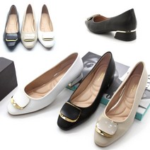 신알지[여성수제화] 여자3cm 사각비죠장식 가벼운 바닥편한 바닥쿠션좋은 기본 플랫 정장단화 뒷굽금장 데일리슈즈