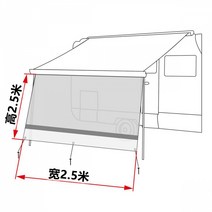 차량용어닝 Fiamma 피암마는 사이드 크로스 텐트 RV 차양 프런트 아웃도어 캠프 텐트를 확장, 1. 피암마 그늘 천 2525미터