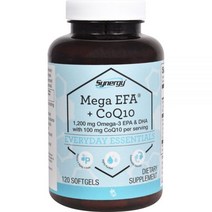 Vitacost Synergy Mega EFA CoQ10 오메가3 EPA DHA 1200mg 1회 제공량당 CoQ10 100mg 소프트젤 120정