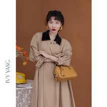 퍼프소매원피스 IVYYANG 손수 트렌치 코트 여성 2022 년 봄가을 오버핏 미디 롱 4812626004