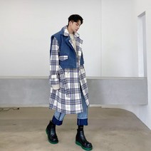 남자 연예인 롱 코트 아우터 특이한 겨울 트렌치 보세 후리스 점퍼 레이어 조끼 재킷 정장 오버핏 코디