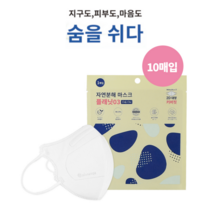 친환경 피부 저자극 생분해 자연분해 미세플라스틱 제로 새부리형 커버핏 대형 마스크 10매, 화이트+블루 귀끈