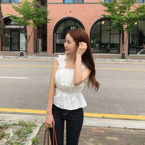 [3col] 곱창 밴딩 나시 프릴 블라우스