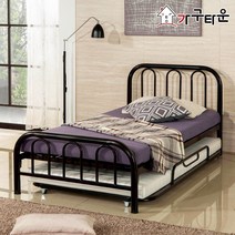 (주)가구타운 철제 슬라이딩 이단침대 DW102 (싱글 / 슈퍼싱글), 슈퍼싱글 화이트, 철망받침대, 프레임만