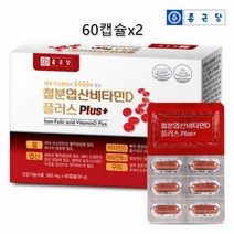 종근당 철분 엽산 비타민D 헴철 햄철 비타민D3 가족 건강기능식품 60캡슐x2