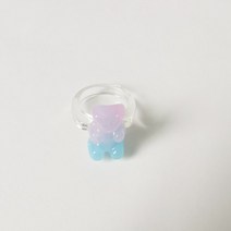 글루링 접착제링 라스트 레이디 새로운 패션 캔디 색상 여성 반지 투명 수지 귀여운 곰 창의력 보석 파티, 01 JH0531