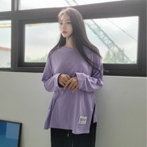 에잇티즈 힙한 루즈 오버핏 고퀄 심플데이룩 트임 라벨 워싱 긴팔티
