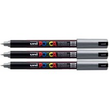 Posca PC-1MR 실버 컬러 페인트 마커 펜 울트라 파인 0.7mm 구경 팁 펜촉은 모든 표면에 씁니다 유리 금, 단일옵션