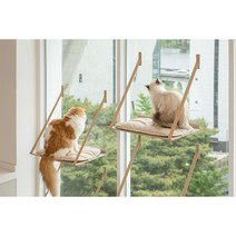 창문 캣타워 고양이 해먹, 캣타워 3개, 웜 블랙