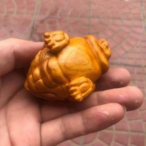 절벽 노송 나무 조각 개구리 두꺼비 행운의 세 다리 황금 휴대용 텍스트 놀이 손잡이 차 애완 동물 장식 수공예품, [05] 작은잎 회양목잎 삼족금두꺼비는 길이 8.5cm