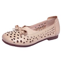 OnePick [안심구매 무료교환] 여자 플랫 가죽 리본 소프트 엄마 슈즈