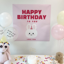 몽뜨유 토끼곰돌이 생일 현수막 생일파티배너 플랜카드, 곰돌이