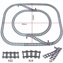 기차 레일 철도 레고 호환 MOC 도시 기차 스위치 고속 철도, 트랙 세트 14