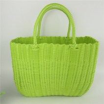 POMTOR 빨대바구니 빨래바구니 장바구니 라탄백 목욕가방 수영가방 스트롱바구니 빨대가방 라탄바구니, 매우 큰 녹색 단색, 1개