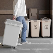 업소 30L 50L 대형 원터치 휴지통 4p세트 야외용 바퀴달린 주방, 휴지통 50L 아이보리1p 브라운3p
