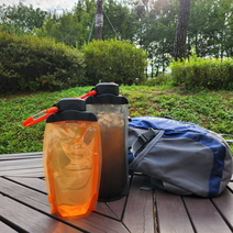 납작 물병 말아서쓰는 물통 백패킹 등산용 접이식 스포츠물병 휴대용 500ml, 투명