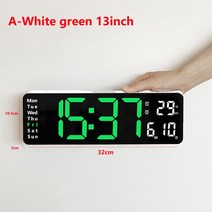 집들이 선물 무선led벽시계 LED 디지털 카운트 다운 벽시계 대형 스크린 온도 날짜 요일 표시 밍 전자 시계 식당 장식 리모컨 포함, [15] E-White Green