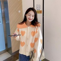 복고풍 가디건 크롭 봄 20대 코디 니트 짧은 귀여운 캐주얼 오버핏