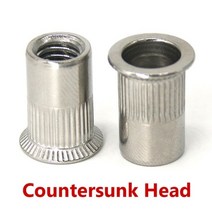 리벳너트 팝너트볼트 304 스테인레스 스틸 풀 리벳 너트 플랫 헤드 캡 카운터 싱크 앵커 압력 팅 잠금 널링 M3M4 ~ M12, M10 x 20mm (5Pcs), Countersunk Head