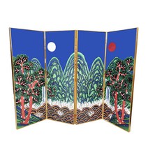 일월오봉도 병풍 (4폭) 법당 무속용품 불교용품 재물운 점사, 일월오봉도병풍 (4폭)