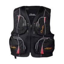 일본 GamaKatsu 가마가츠 바다 낚시 조끼 멀티 포켓 선상 갯바위 구명 안전, 블랙색과 옐로우 라인