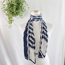 [미스블혹]국내제작 롱 플리츠 나염 타이 말 도형 프린팅 스카프
