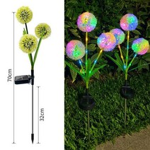LED 태양 조명 야외 정원 장식 인공 꽃 3 헤드 민들레 태양 램프 야외 조명 마당 웨딩 장식, 4개, RGB-3헤드-36LED