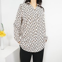 빅걸스토리 / 랭크 카라 패턴 세련된 블라우스(빅사이즈) / DI