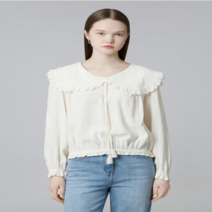 리스트 리스트 펀칭 레이스 칼라 블라우스_K TWWBLM50020