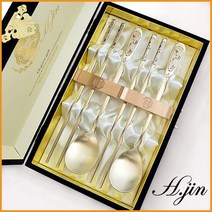 H.jin 에이치진 아트보석 티타늄수저세트골드 부모님선물추천 가족친척모임기념품 명절 설 추석답례품 한국전통