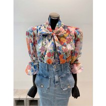 VIVA / 21SS 컬러 플라워 타이 블라우스