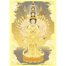 관세음 보살 족자 그림 천수천안 관음보살 불상화 수정거상 권축괘화 인화지 소봉 불당화, 5인치인화지소봉13.5X9.4cm