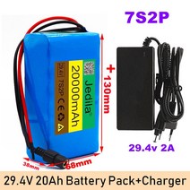 100% 고용량 7s2p 24V 20Ah 18650 건전지 li 이온 팩 29.4v 20000mah 전기 자전거 Moped/li +, 02 1battery.1charger