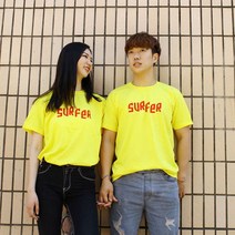 빈스패밀리 서퍼SURFER 노란 커플티셔츠 커플룩