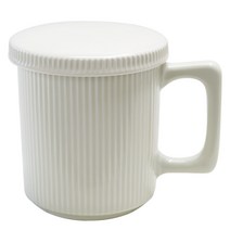 데코하우스 뚜껑 주름 머그 1인조 물컵 350ml 물잔 커피잔 홈카페 심플 스트라이프 음료잔 녹차컵, 뚜껑주름머그1인조_화이트