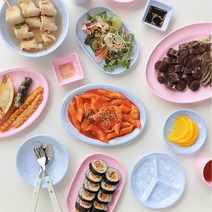 파스텔 마블 멜라민 분식 그릇 17종 2color 식기 컵 그릇, 볶음기 11타, 핑크