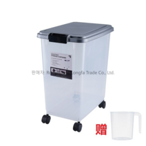 쌀 보관용 밀폐통 플라스틱 바퀴 달린 진공 쌀통5kg 10kg 20kg 25kg, 밀가루 50근/활차 4개( 그레이)