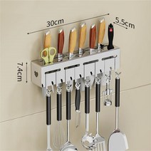 주방 악세사리 주방 찬장 스토리지 랙 30cm 스테인레스 스틸 다기능 후크 다중 설치 방법 벽 E12188, 한개옵션1, 05 5