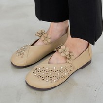 여성 펀칭 컴포트 플랫슈즈 꽃무늬 플랫슈즈