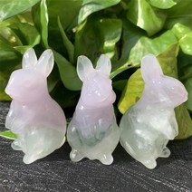 천연 형석 토끼 보석 크리스탈 손 조각 미니 귀여운 공예 치유 오라 장식 장식품 휴일 선물 1pcs