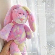 ENMA 오색곰 봉제 인형 러블리 레인보우 토끼 유니콘 생일선물, 벚꽃토끼 36cm, 보송 밀랍cm