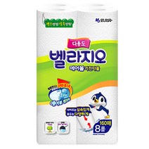 벨라지오 다용도 에어볼 천연펄프 키친타올 160매, 8개입, 1팩
