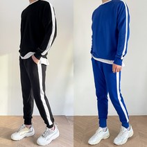 프롬엘 라인배색 트레이닝 맨투맨&조거팬츠 트레이닝복 세트